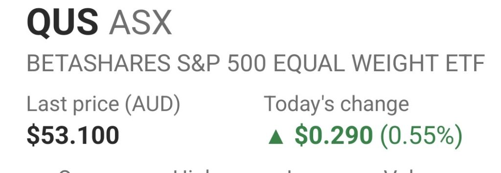 QUS – Betashares S&P 500 Equal Weight ETF