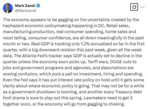 US “economy appears to be gagging” on haphazard economic policymaking in DC